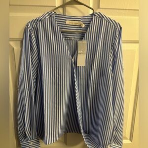 NWT! XS Bishop + Young Blue Striped Blouse
